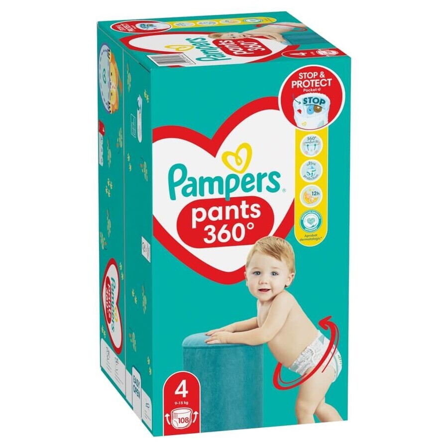 Pampers Pants, culottes-couches, taille 4, 9-15 kg, 108 pièces EMBALLAGE BRISÉ