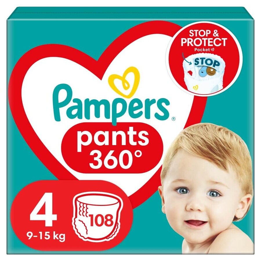 Pampers Pants, culottes-couches, taille 4, 9-15 kg, 108 pièces EMBALLAGE BRISÉ