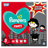 Pampers Pants, couches, Justice League, taille 5, 12-17 kg, 66 pièces SHORT DATE