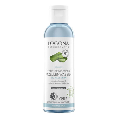 Logona Classic, apă micelară de curățare profundă cu bio-aloe vera, ten normal, 125 ml SHORT DATE