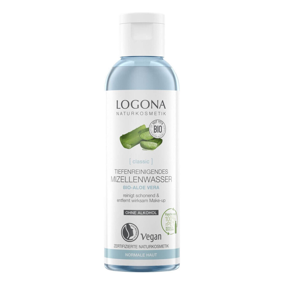 Logona Classic, apă micelară de curățare profundă cu bio-aloe vera, ten normal, 125 ml SHORT DATE