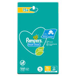 Pampers Fresh Clean, lingettes humides, 15 x 80 pcs EMBALLAGE ENDOMMAGÉ