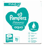 Pampers Harmonie Aqua, lingettes humides, 15 x 48 pièces EMBALLAGE DEFECTUEUX