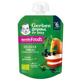 Gerber Desert organic într-un tub, pere, mere, coacăze negre, după 6 luni, 80 g SHORT DATE