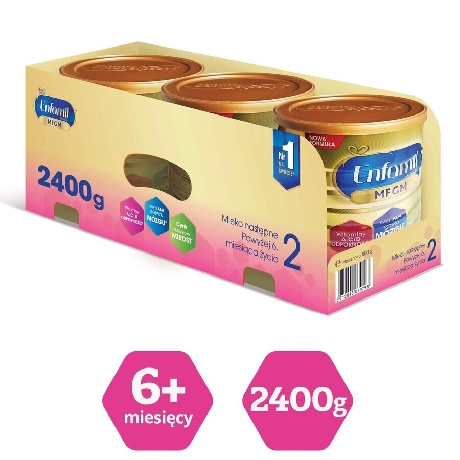 Enfamil Premium MFGM 2, lapte de continuare, peste 6 luni, 2400 g PACHET DEFECTAT