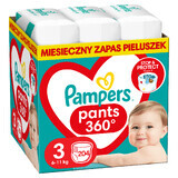 Pampers Pants, couches-culottes, taille 3, 6-11 kg, 204 pièces EMBALLAGE BRISÉ