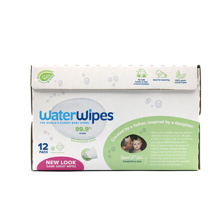 WaterWipes Soapberry Kids Bio, șervețele umede, apă cu extract de săpun, de la naștere, 12 x 60 bucăți AMBALAJ DAMAGED