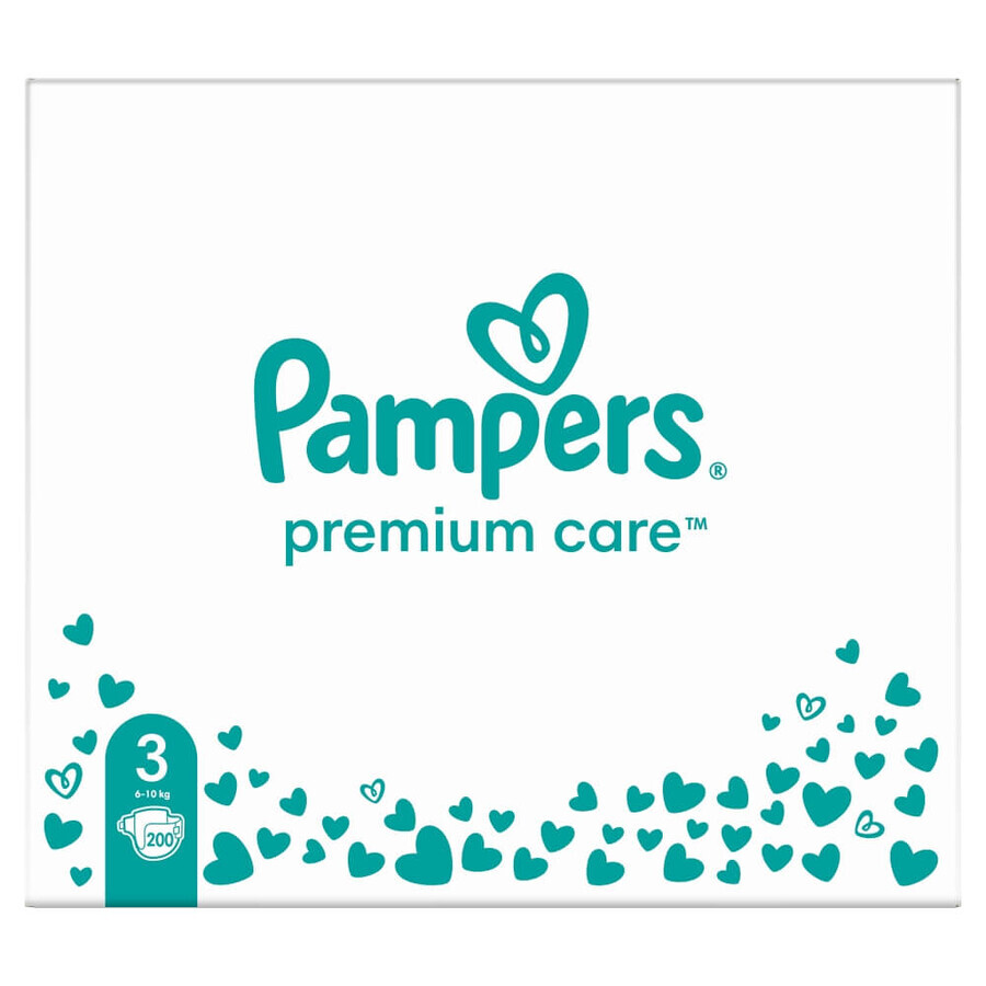 Pampers Premium Care, couches taille 3, 6-10 kg, 200 PAQUETS DÉFAILLÉS