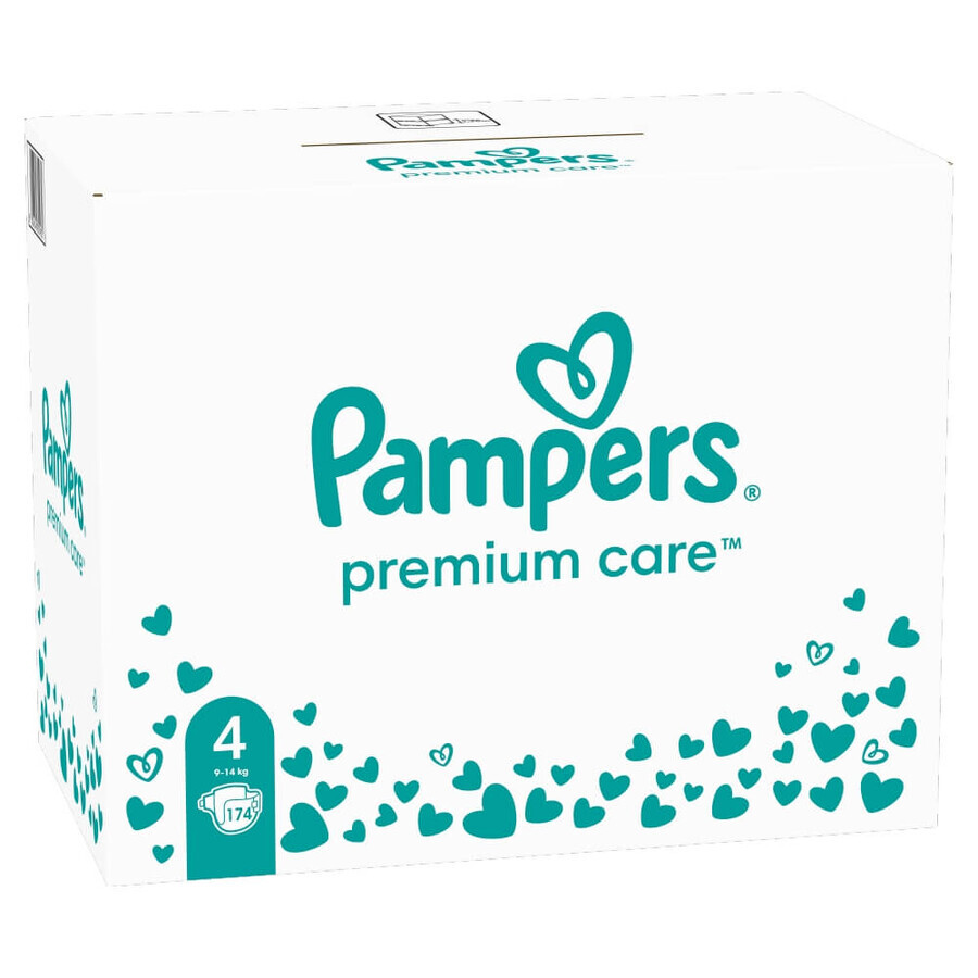 Pampers Premium Care, couches, taille 4, 9-14 kg, 174 pièces EMBALLAGE DEFECTUEUX