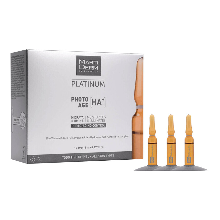 MartiDerm Platinum Photo Age [HA+], hydraterend en verhelderend serum, 2 ml x 10 ampullen VERWIJDERDE VERPAKKING