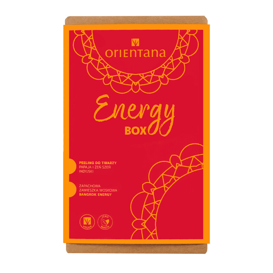 Orientana Energy Box set, scrub facial, 50 g + pandantiv cu parfum, Bangkok Energy SHORT DATE