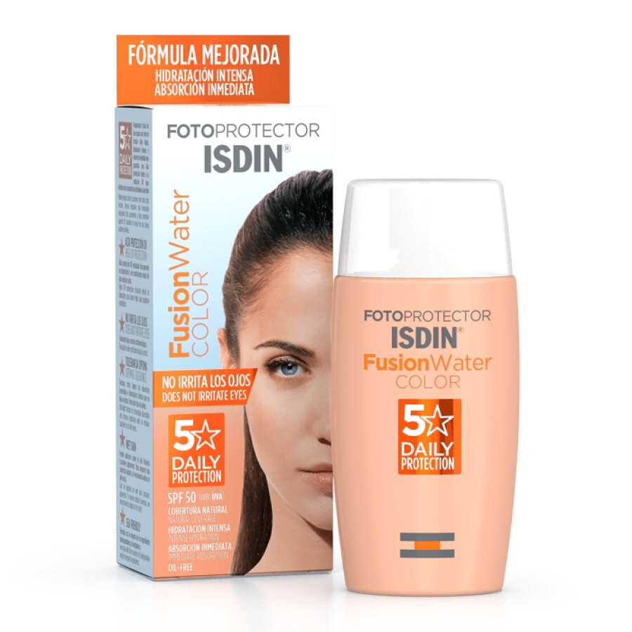 Isdin Fusion Water Color Fotoprotector crema de protectie solara pentru fata cu SPF 50  50 ml recenzii