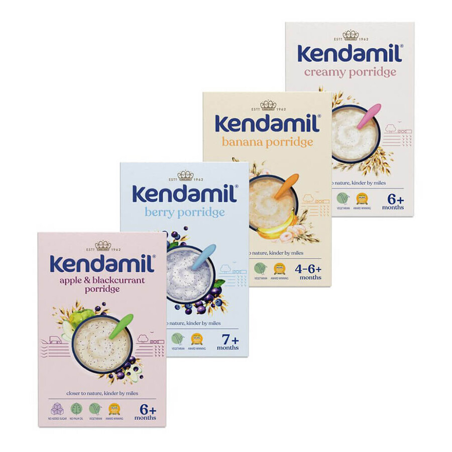 Kendamil Set terci de lapte, arome mixte, 4 x 150 g