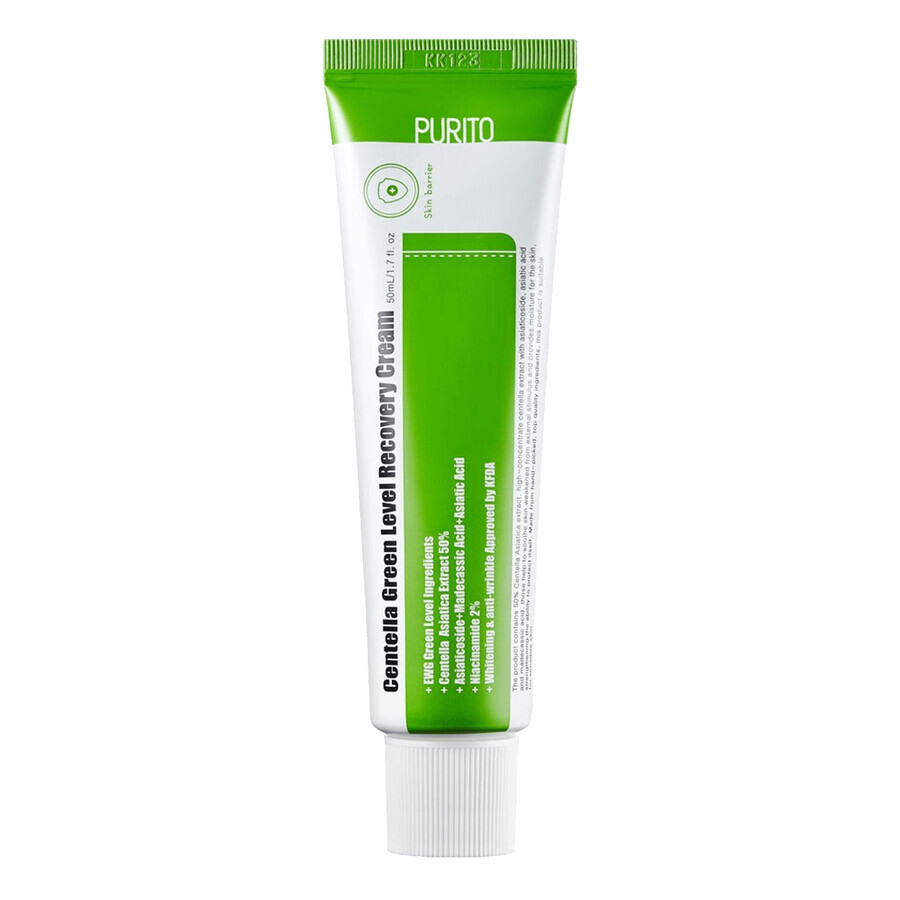 Purito Centella Green Level Recovery Cream, crème régénérante à base de Centella Asiatica, 50 ml