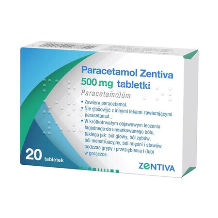 Paracetamol Zentiva 500 mg, 20 comprimate