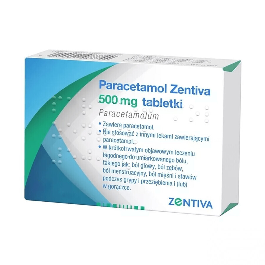 Paracetamol Zentiva 500 mg, 50 tablets