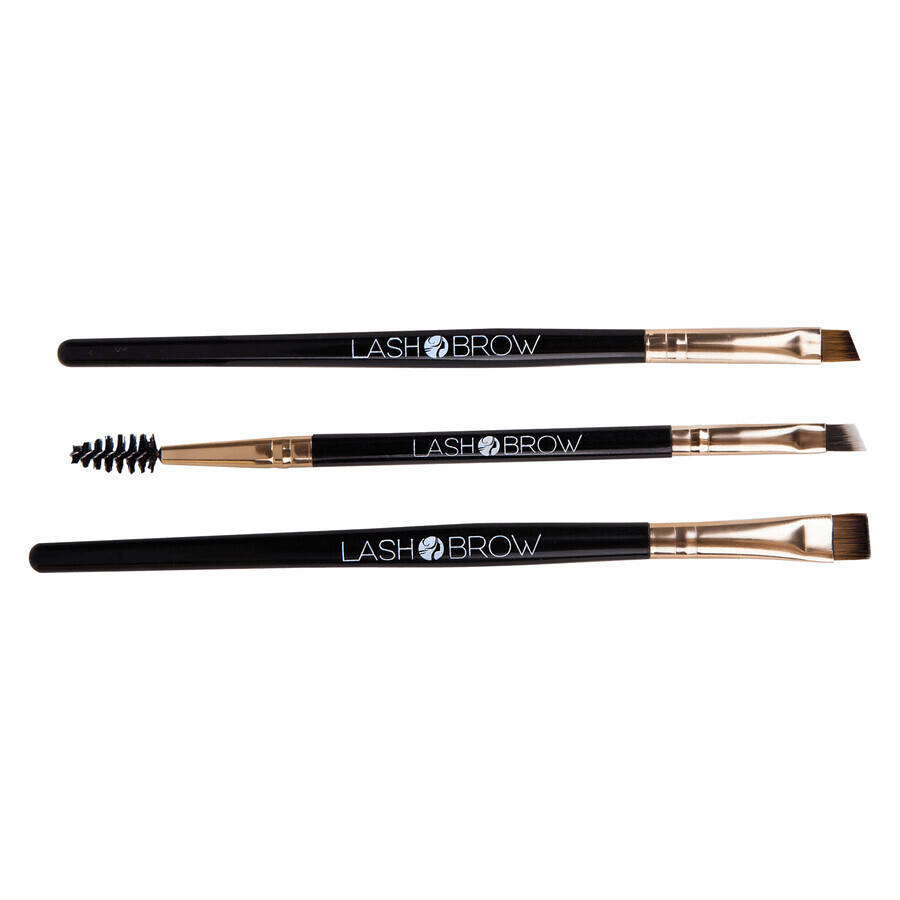 Lash Brow, set di 3 pennelli per il trucco delle sopracciglia, oro