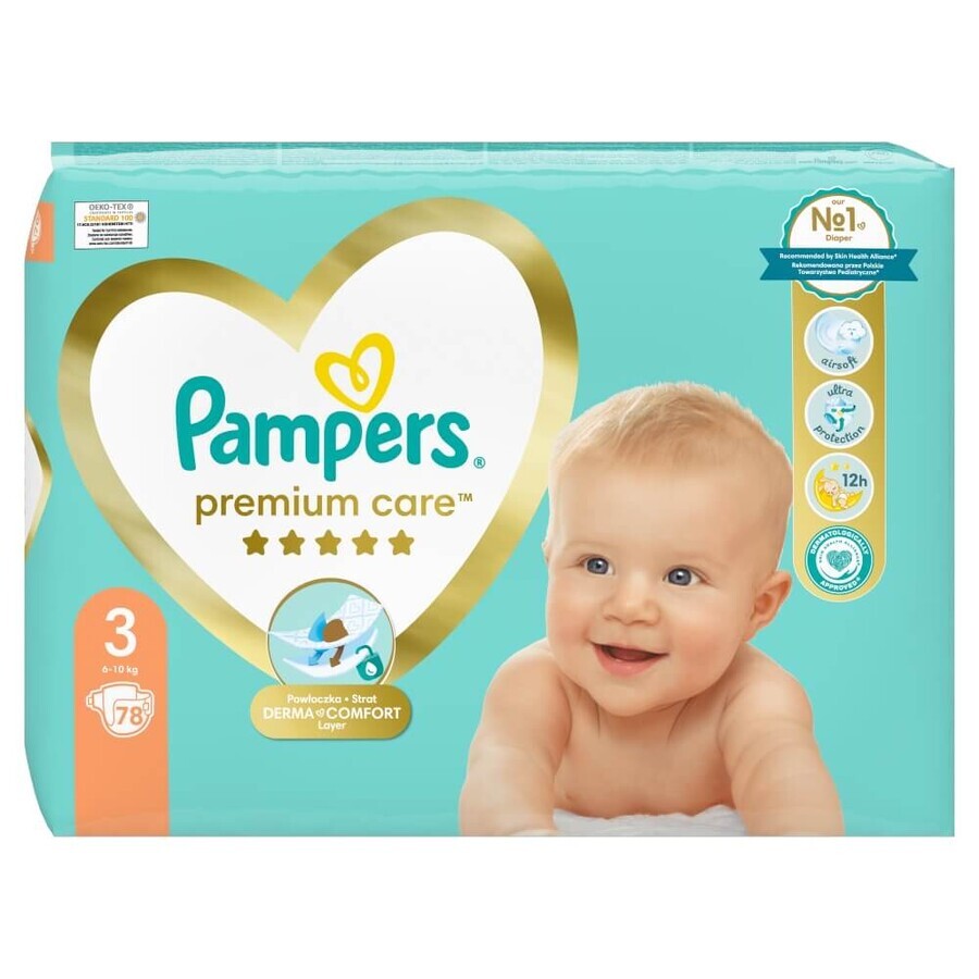 Pampers Premium Care, couches taille 3, 6-10 kg, 78 pcs