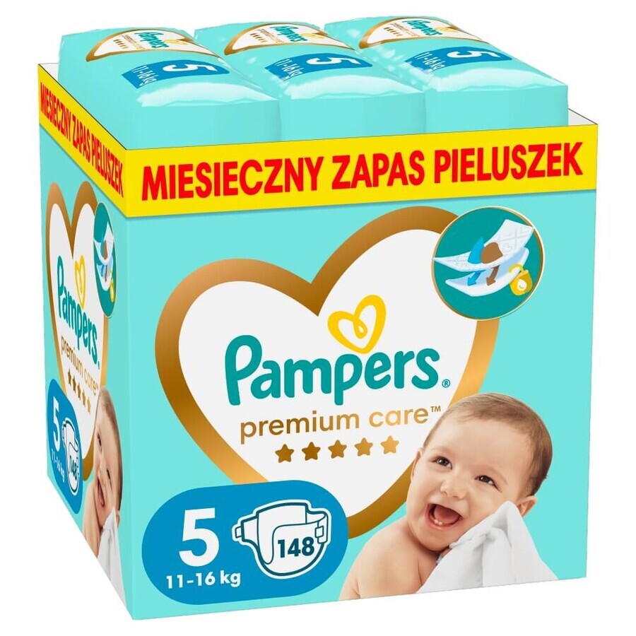 Pampers Premium Care, Windeln, Größe 5, 11-16 kg, 148 Stück