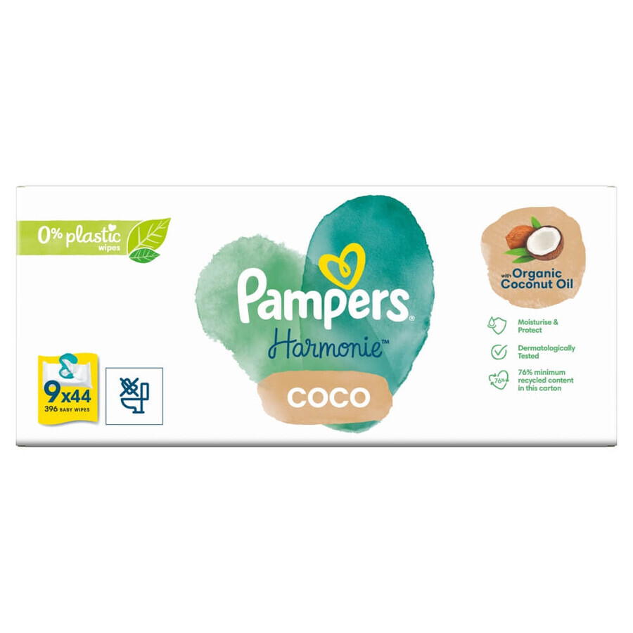 Pampers Harmonie Coco, lingettes humides, 9 x 44 pcs