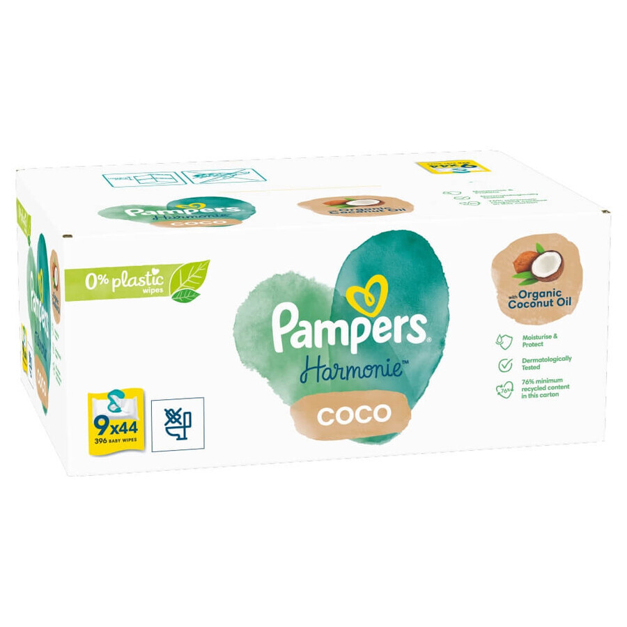 Pampers Harmonie Coco, lingettes humides, 9 x 44 pcs