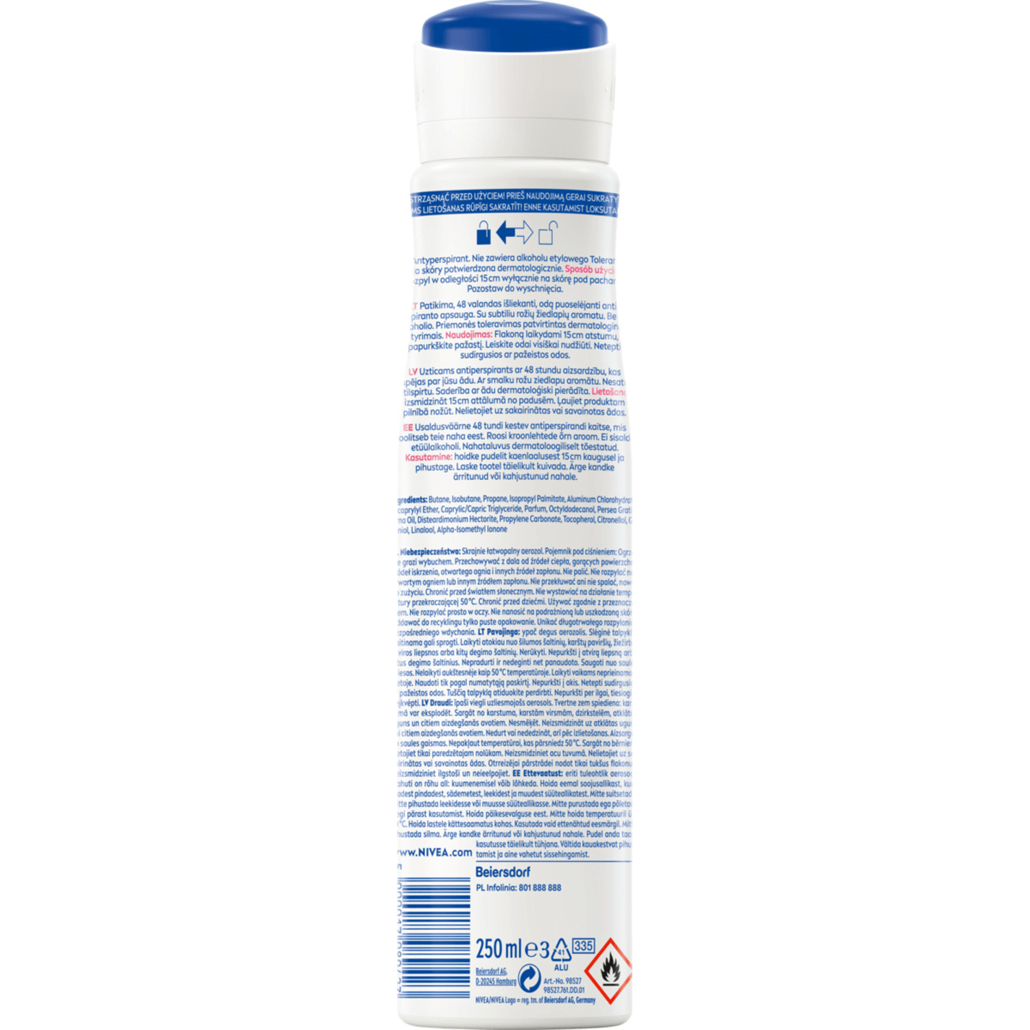 Nivea, spray antiperspirant, Fresh Rose Touch, 250 ml