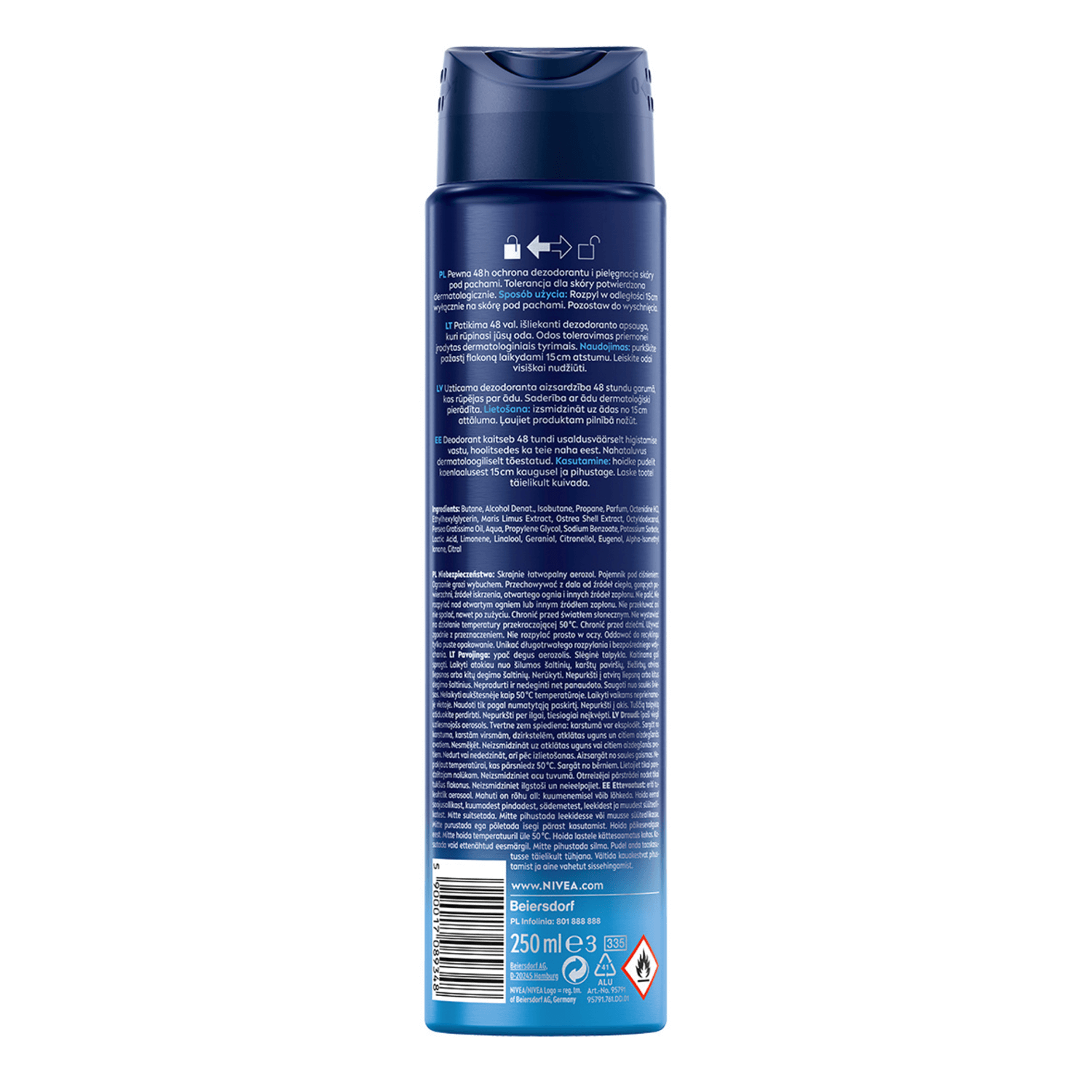 Nivea Men Fresh Active, spray antiperspirant pentru bărbați, 250 ml