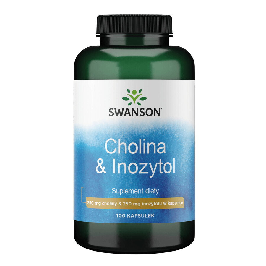 Swanson Choline &amp; Inositol, colină și inozitol, 100 capsule