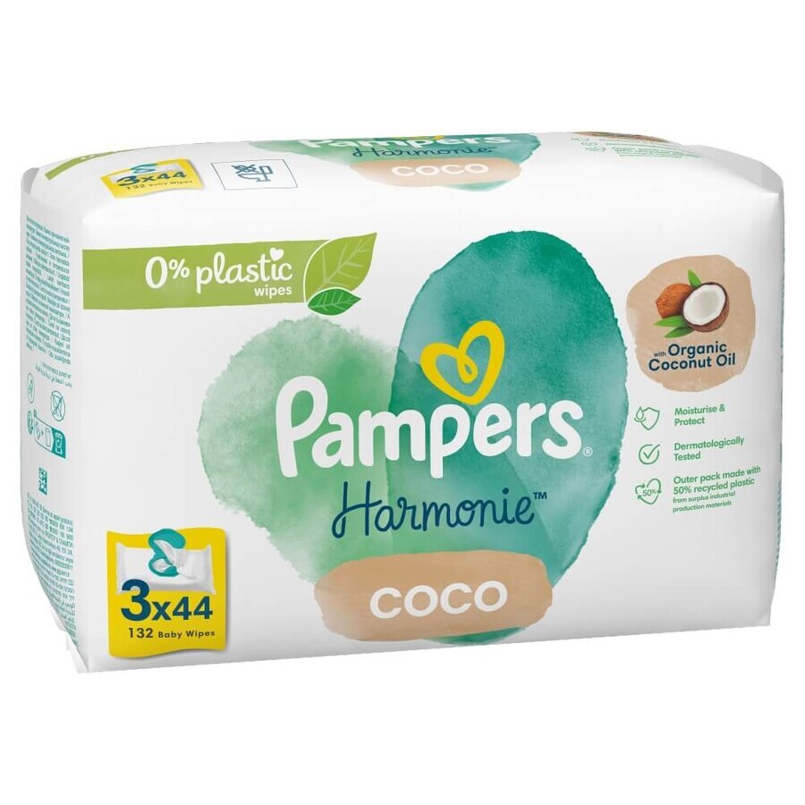 Pampers Harmonie Coco, lingettes humides, 3 x 44 pcs