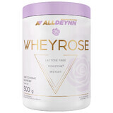 Allnutrition Alldeynn WheyRose, aromă de ciocolată albă cu bucăți de zmeură liofilizate, 500 g