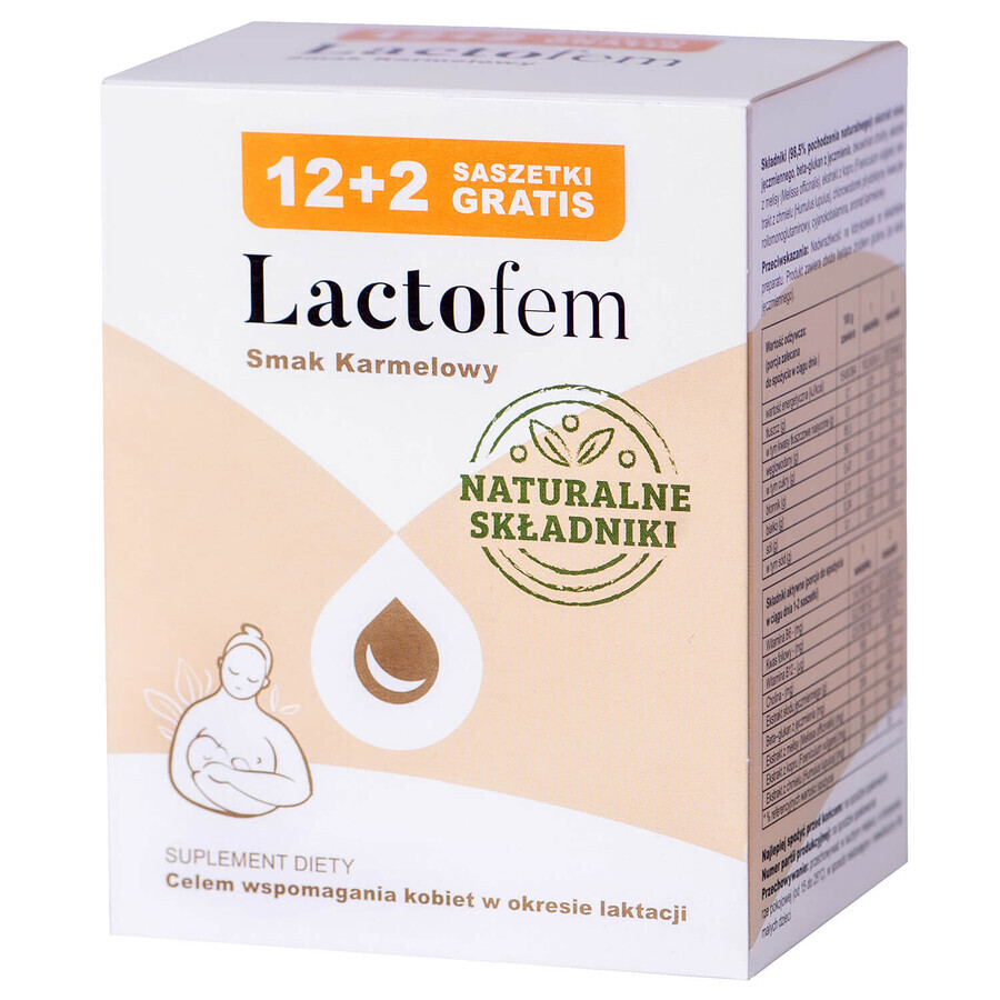 Lactofem, aromă de caramel, 12 pliculețe +2 pliculețe gratuite