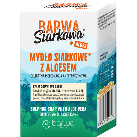 Barwa Siarkowa, săpun sulfurat cu aloe vera, îngrijire anti-acnee, 100 g