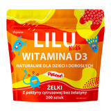 Lilu Kids Vitamina D3, jeleuri naturale pentru copii și adulți, aromă de portocale, 200 bucăți