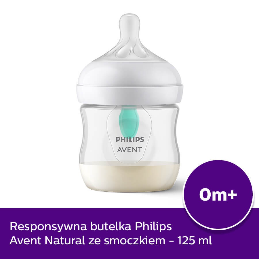 Avent Natural Response, biberon cu tetină reactivă, cu supapă AirFree, debit 2, SCY670/01, de la naștere, 125 ml 