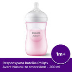 Avent Natural Response, Flasche mit ansprechendem Sauger, rosa, Durchfluss 3, SCY903/11, nach 1 Monat, 260 ml 