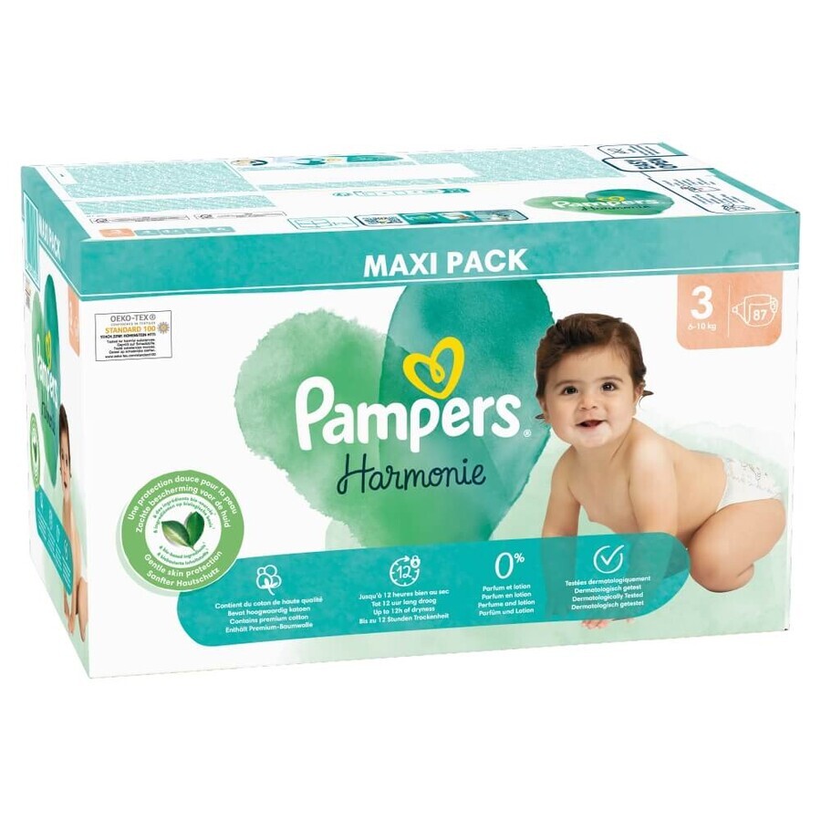 Pampers Harmonie, couches taille 3, 6-10 kg, 87 pcs