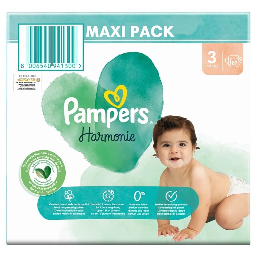 Pampers Harmonie, couches taille 3, 6-10 kg, 87 pcs