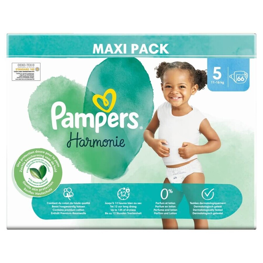 Pampers Harmonie, couches taille 5, 11-16 kg, 66 pcs