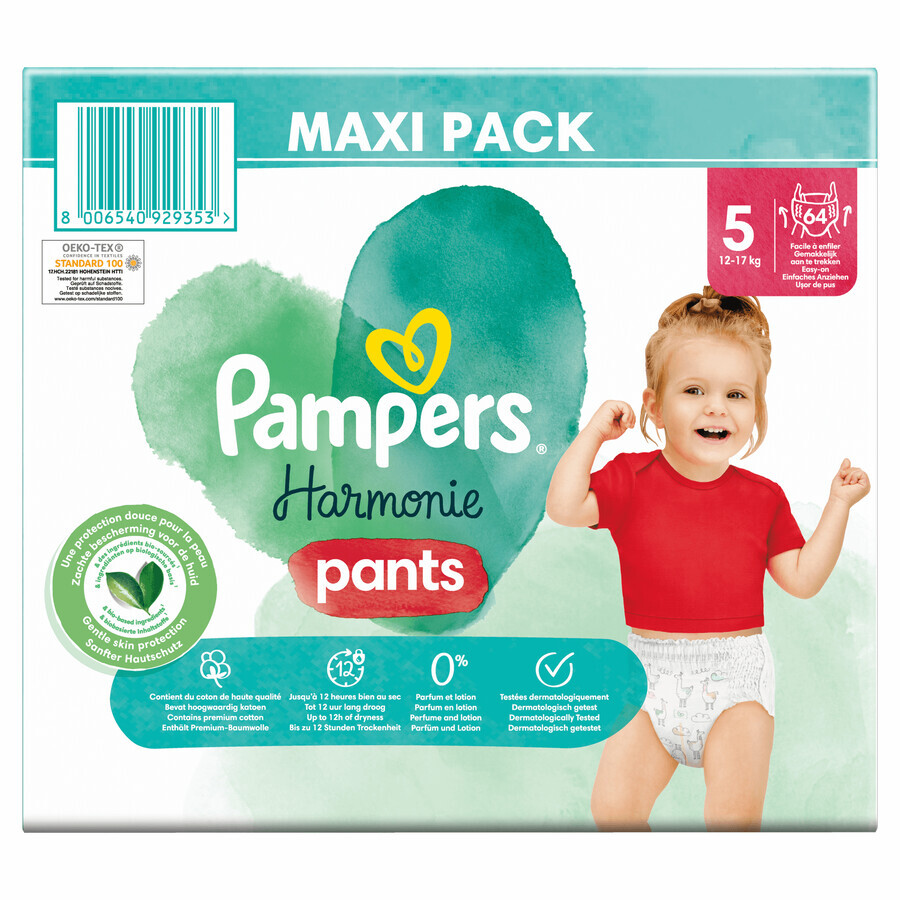 Pampers Harmonie Pants, couches taille 5, 12-17 kg, 64 pcs