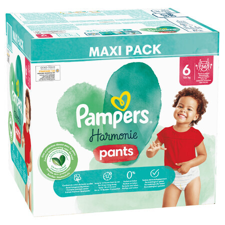 Pampers Harmonie Baby Pants, couches taille 6, 15+ kg, 56 pcs