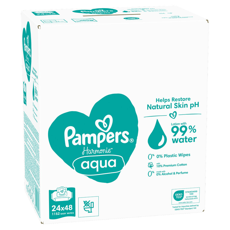 Pampers Harmonie Aqua, șervețele umede, 24 x 48 buc