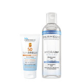 Set Dermedic Sunbrella Baby, Schutzcreme für Kinder und Babys, empfindliche Haut, SPF 50, 50 g + Mizellenlotion H2O, dehydrierte und trockene Haut, 100 ml