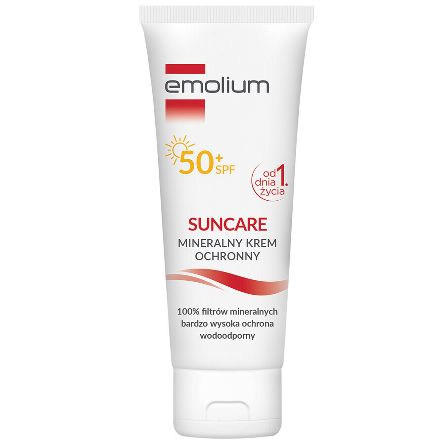 Set Emolium Suncare, cremă cu protecție minerală pentru copii din prima zi și adulți, SPF 50+, 2 x 50 ml + minge de plajă gratuită