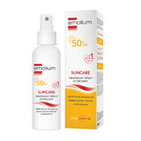 Emolium Set de protección solar, spray protector mineral para niños a partir de 1 día y adultos, SPF 50+, 2 x 100 ml + pelota de playa de regalo