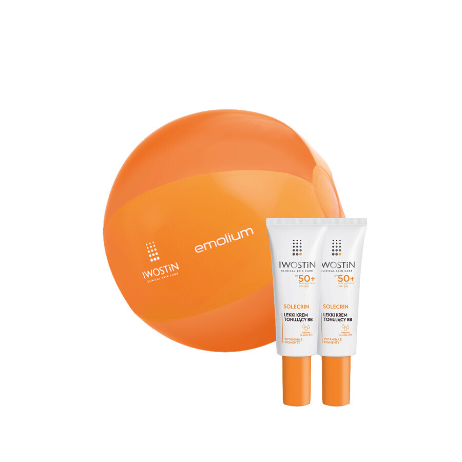 Iwostin Solecrin set, BB cream, piel sensible, SPF 50+, 2 x 30 ml + pelota de playa de regalo