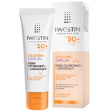 Set Iwostin Solecrin Capillin, cremă protectoare și calmantă, piele vasculară și hiperreactivă, SPF 50+, 2 x 50 ml + minge de plajă gratuită