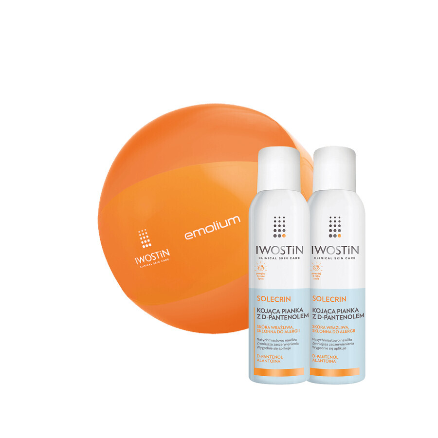 Iwostin Solecrin set, mousse apaisante au D-panthénol, 2 x 150 ml + ballon de plage gratuit