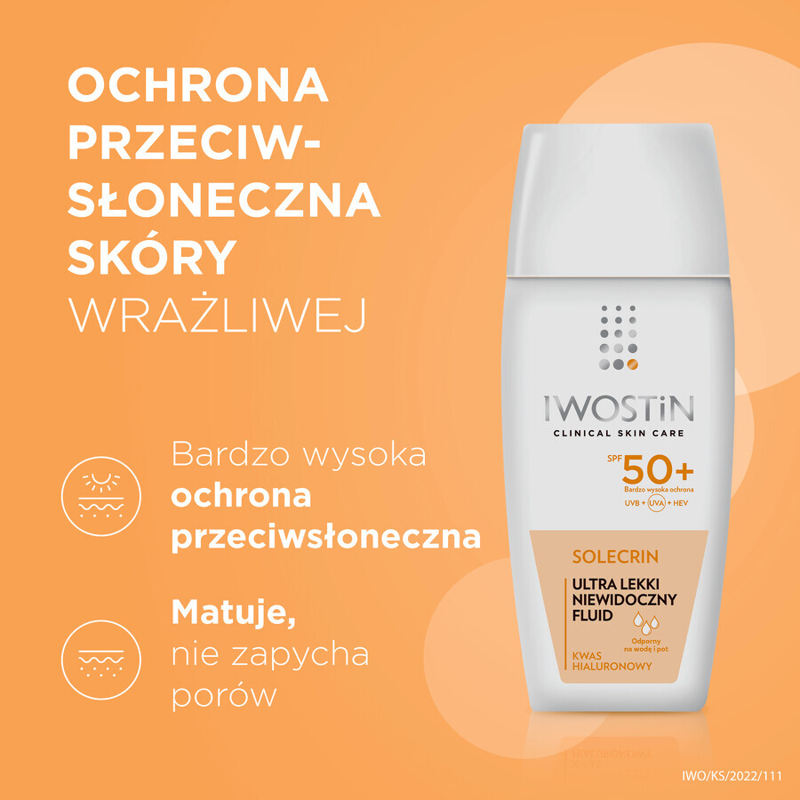 Iwostin Solecrin Set, ultraleichtes unsichtbares Fluid, SPF 50+, empfindliche Haut, 2 x 40 ml + Strandball gratis