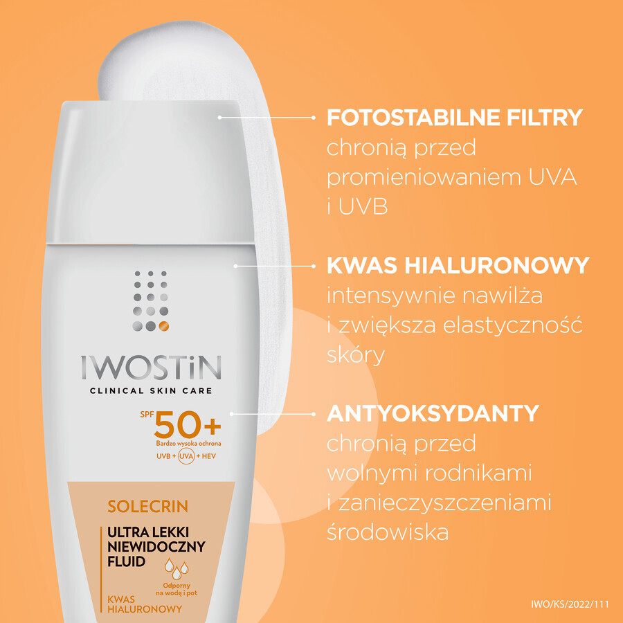 Iwostin Solecrin Set, ultraleichtes unsichtbares Fluid, SPF 50+, empfindliche Haut, 2 x 40 ml + Strandball gratis