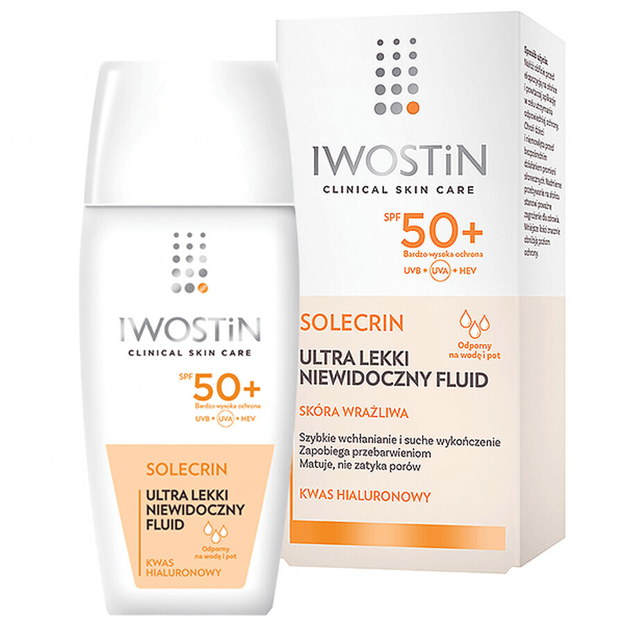 Iwostin Solecrin Set, ultraleichtes unsichtbares Fluid, SPF 50+, empfindliche Haut, 2 x 40 ml + Strandball gratis